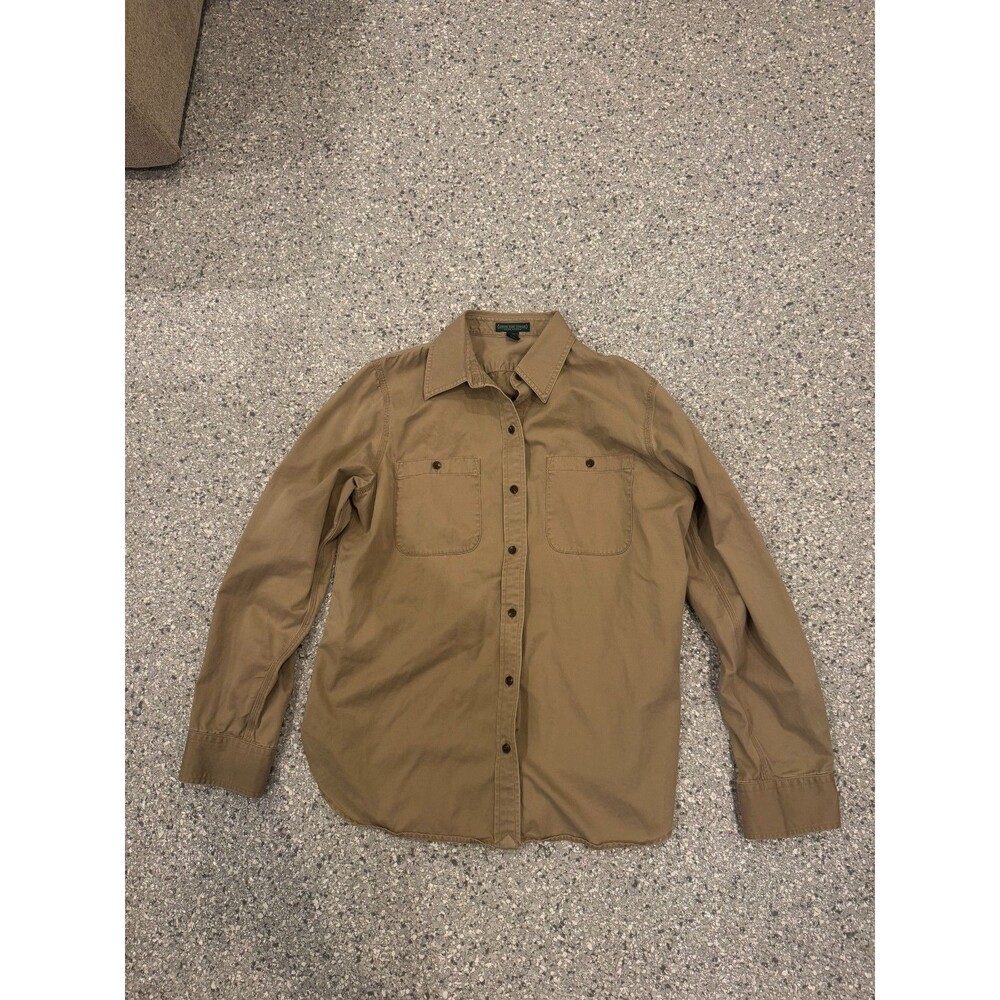 Ralph Lauren Womens Khaki Button Up Long Sleeve Size Large Vintage